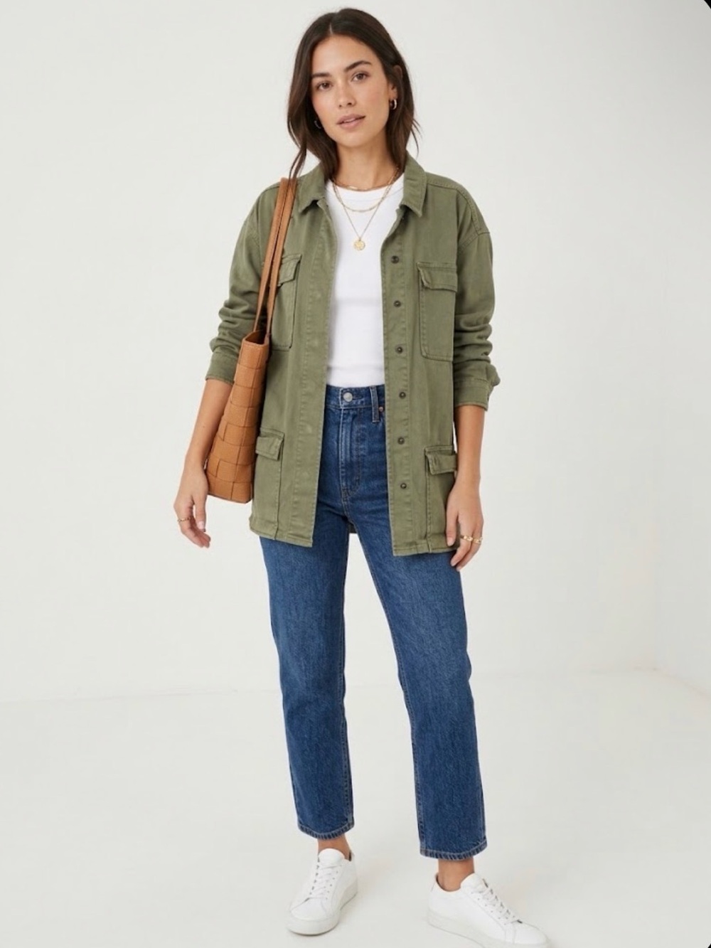 Good American Olive Green Oversized Utility Field Jacket Sz 3 L XL